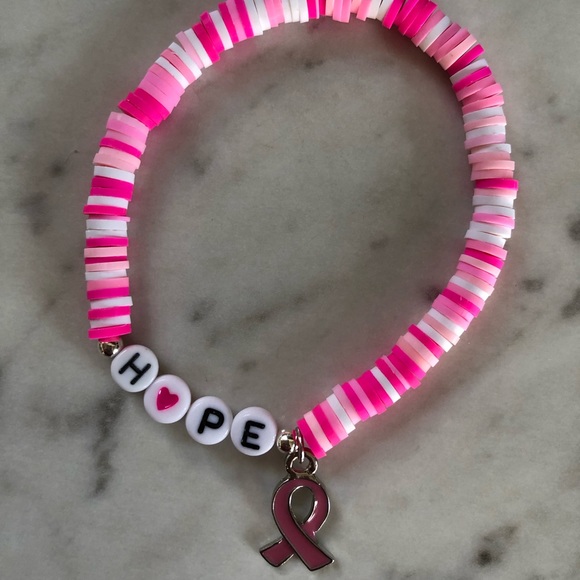 Breast Cancer Awareness Heishi Charm Bracelet | Breast Cancer Awareness Gift - Picture 6 of 12